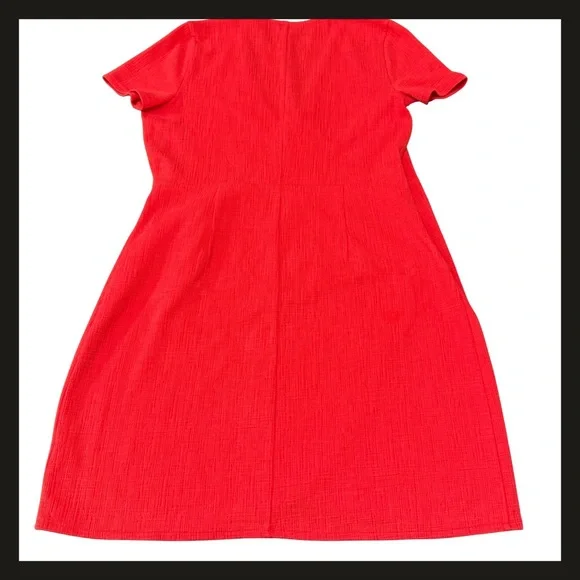 J.Crew Red Faux Wrap Slip On Dress Women’s Medium SP20 AK924 Midi Viscose EUC - Picture 4 of 12